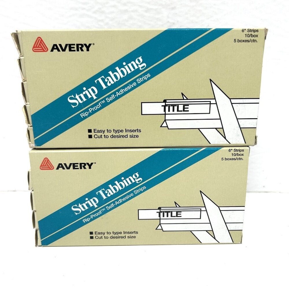 Vintage New Lot of 9 open Boxes Avery Strip Index Tabbing 90 Total Strips Office
